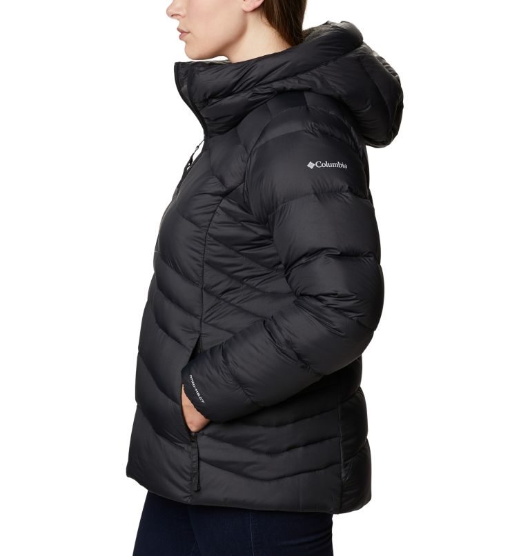 Women's Columbia Autumn Park Hooded Down Jackets Black | Plus Size CA-K04L1